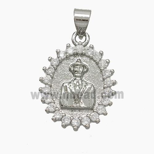 Copper Leader Pendant Pave Zirconia Platinum Plated