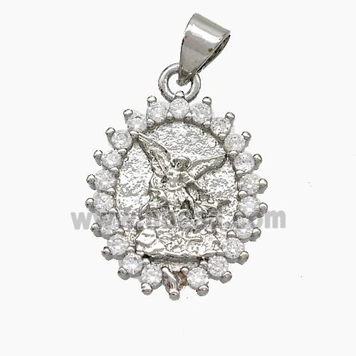 Copper Fairy Pendant Pave Zirconia Platinum Plated