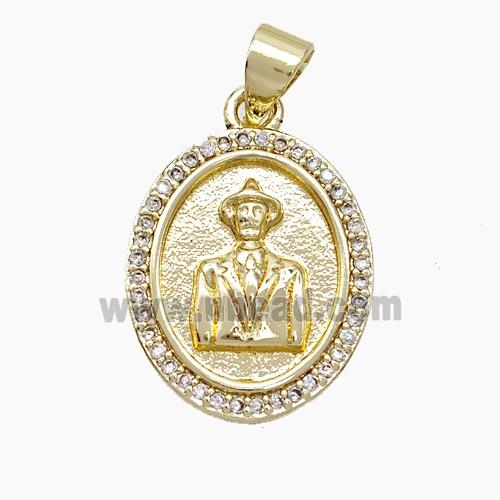 Copper Leader Pendant Pave Zirconia Gold Plated