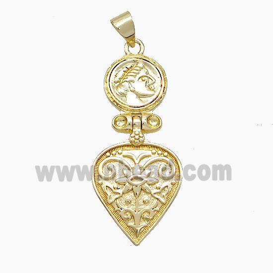 Copper Queen Heart Pendant Gold Plated