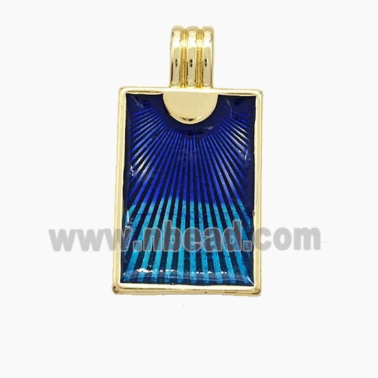 Copper Sun Pendant Painted Rectangle Gold Plated