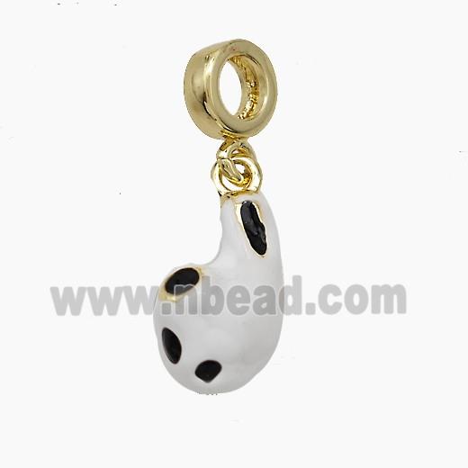 Copper Earplug Charms Pendant White Enamel Gold Plated