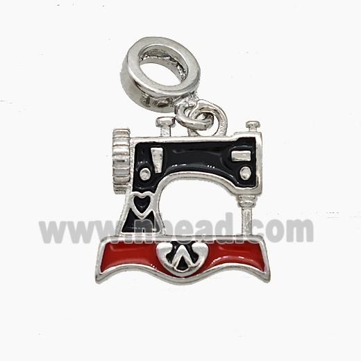 Sewing Machine Charms Copper Pendant Enamel Platinum Plated