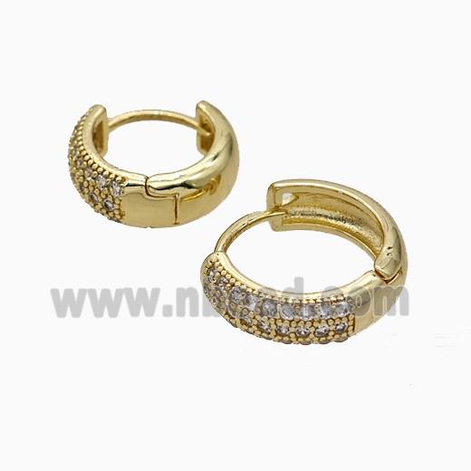 Copper Hoop Earrings Micropave Zirconia Gold Plated