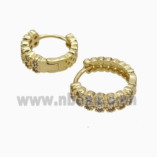Copper Hoop Earrings Micropave Zirconia Gold Plated
