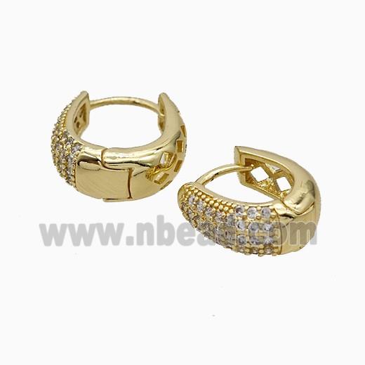 Copper Hoop Earrings Micropave Zirconia Gold Plated