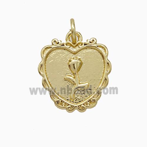Copper Heart Flower Pendant Gold Plated