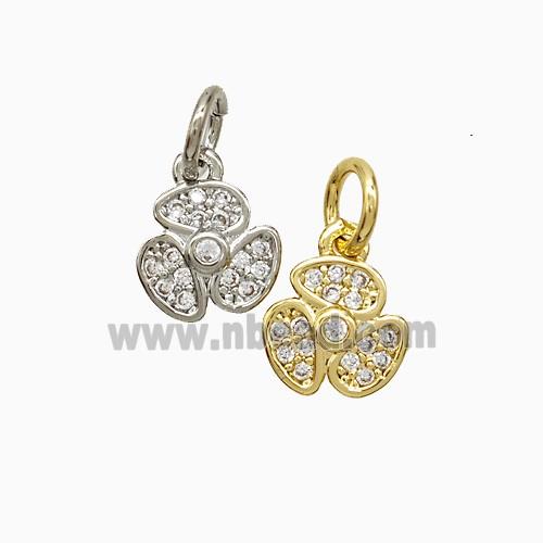 Copper Clover Pendant Pave Zirconia Mixed