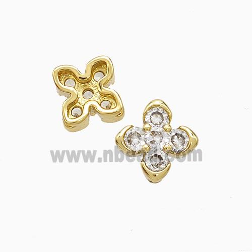 Copper Cross Beads Pave Zirconia Gold Plated