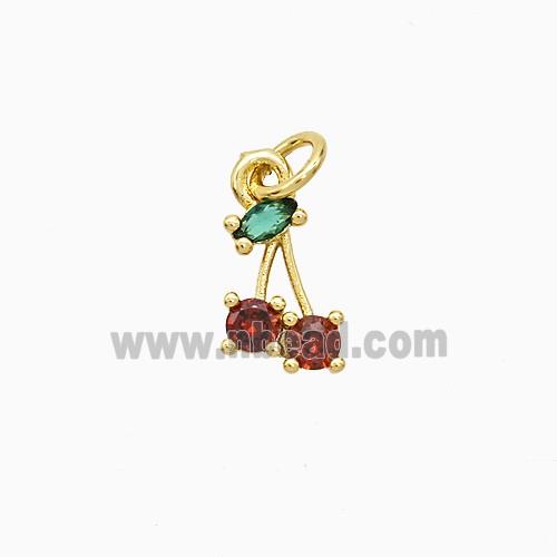 Copper Cherry Pendant Pave Zirconia Gold Plated