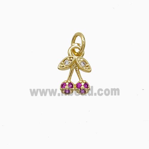 Copper Cherry Pendant Pave Zirconia Gold Plated
