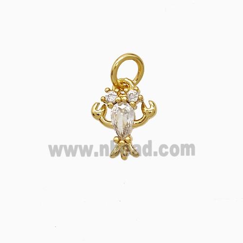 Copper Crab Pendant Pave Zirconia Gold Plated