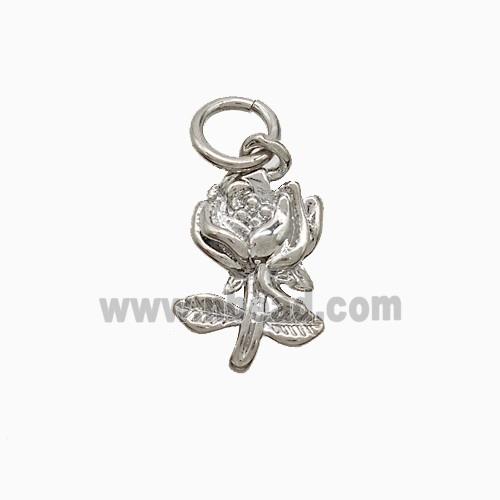 Copper Flower Pendant Platinum Plated