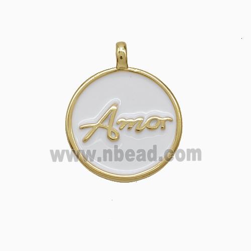 Enamel Copper Pendant, Gold Plated