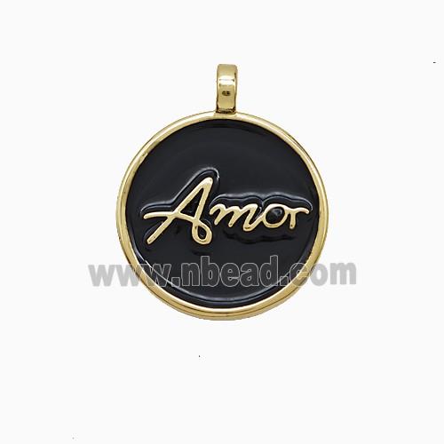 Enamel Copper Pendant, Gold Plated