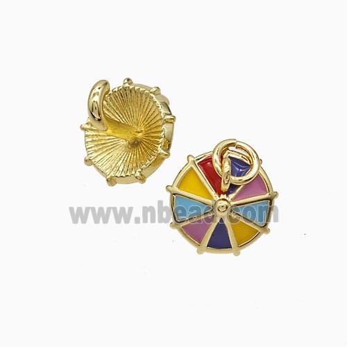 Enamel Copper Pendant, Gold Plated