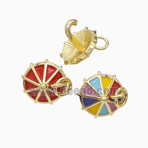 Enamel Copper Pendant, Gold Plated