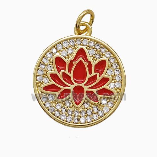 Enamel Copper Pendant, Gold Plated
