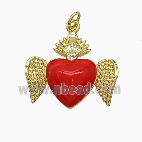 Enamel Copper Pendant, Gold Plated