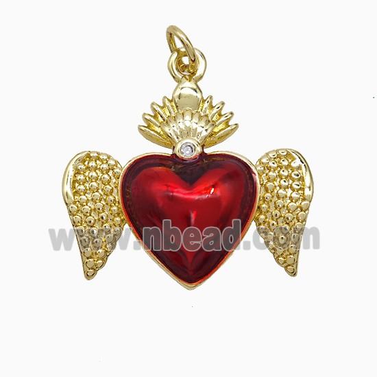 Enamel Copper Pendant, Gold Plated