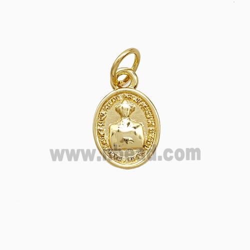 Copper Pendant Pave Zircon, Gold Plated