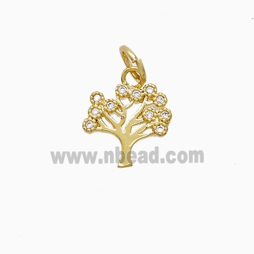 Copper Pendant Pave Zircon, Gold Plated
