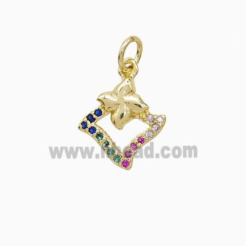Copper Pendant Pave Zircon, Gold Plated