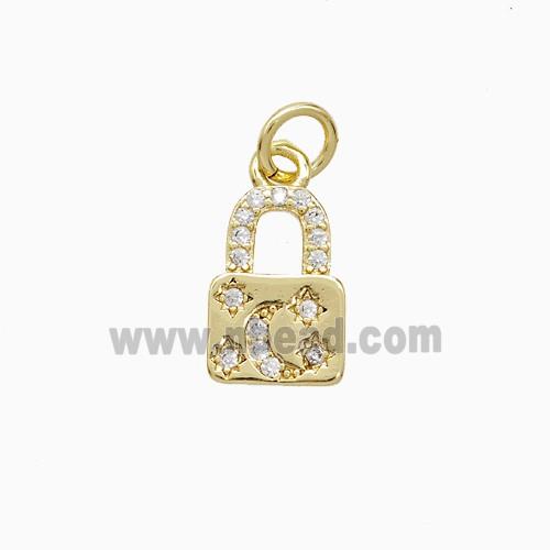 Copper Pendant Pave Zircon, Gold Plated
