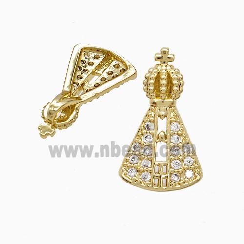 Copper Pendant Pave Zircon, Gold Plated