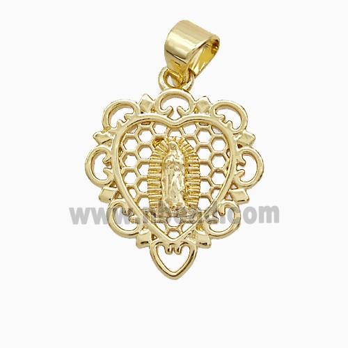 Copper Pendant Pave Zircon, Gold Plated