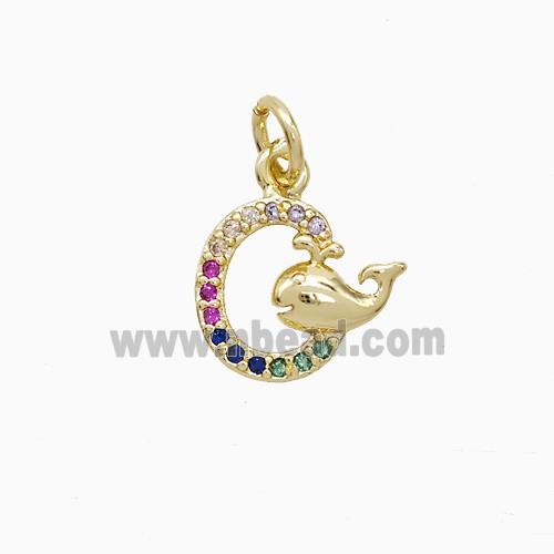 Copper Pendant Pave Zircon, Gold Plated