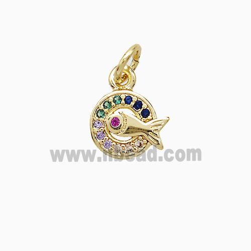 Copper Pendant Pave Zircon, Gold Plated