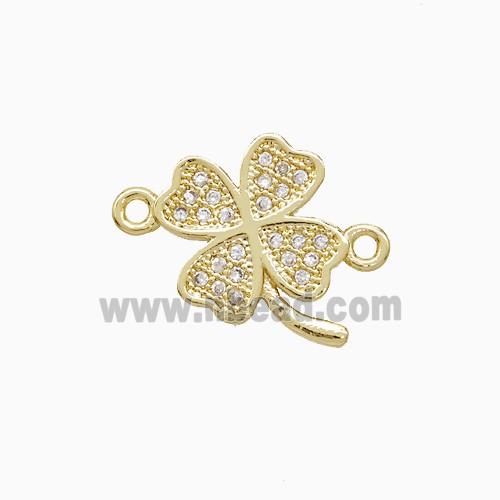 Copper Connector Pave Zircon, Gold Plated