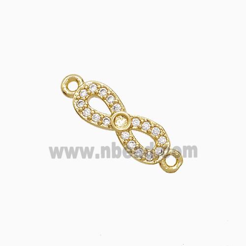 Copper Connector Pave Zircon, Gold Plated