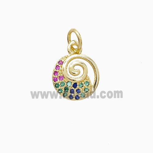 Copper Pendant Pave Zircon, Gold Plated