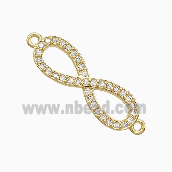 Copper Infinity Connector Pave Zirconia 18K Gold Plated