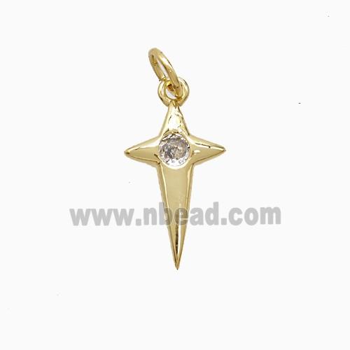 Copper Pendant Pave Zircon, Gold Plated