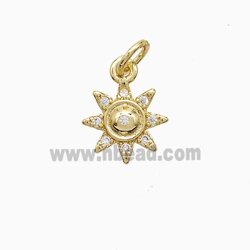 Copper Pendant Pave Zircon, Gold Plated