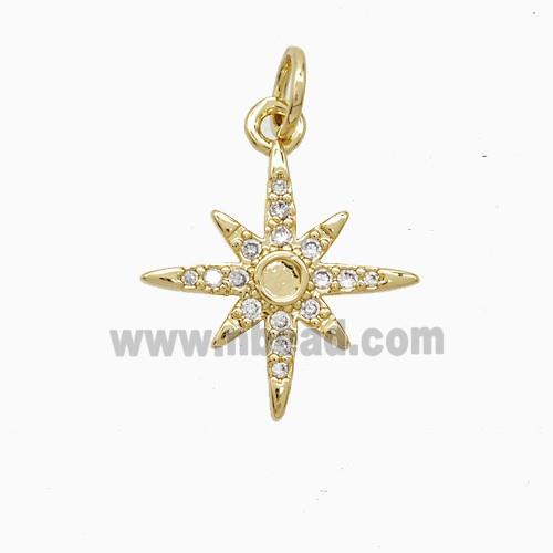 Copper Pendant Pave Zircon, Gold Plated