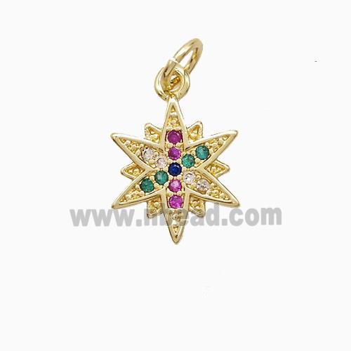 Copper Pendant Pave Zircon, Gold Plated