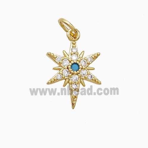 Copper Pendant Pave Zircon, Gold Plated