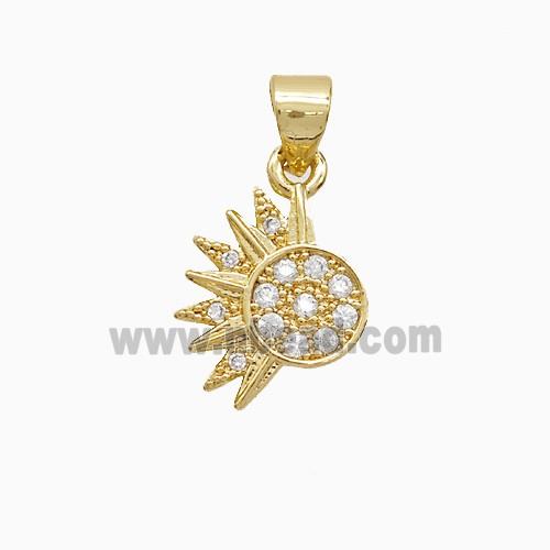 Copper Pendant Pave Zircon, Gold Plated