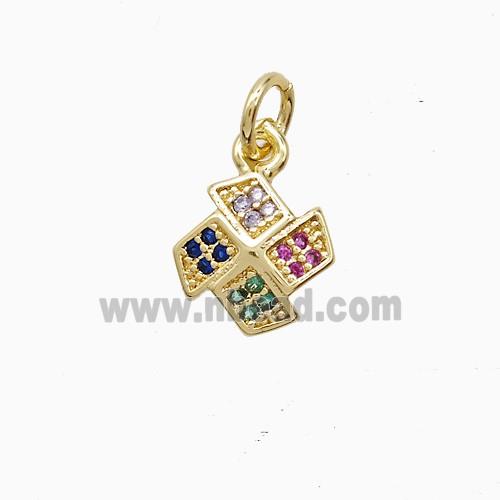 Copper Pendant Pave Zircon, Gold Plated