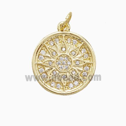Copper Pendant Pave Zircon, Gold Plated