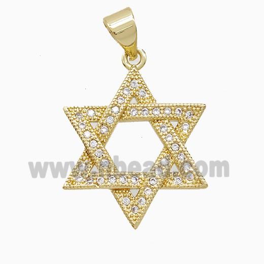 Copper Pendant Pave Zircon, Gold Plated