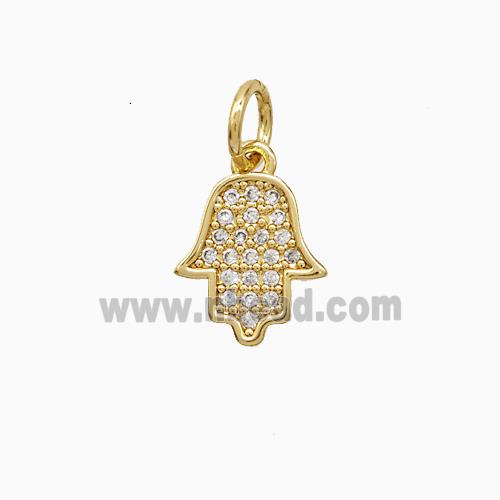 Copper Pendant Pave Zircon, Gold Plated