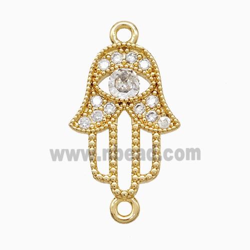 Copper Connector Pave Zircon, Gold Plated