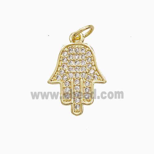 Copper Pendant Pave Zircon, Gold Plated