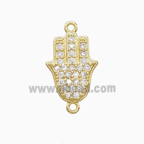Copper Connector Pave Zircon, Gold Plated