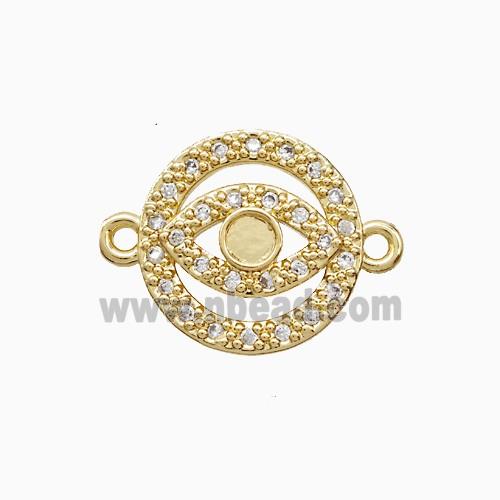 Copper Connector Pave Zircon, Gold Plated